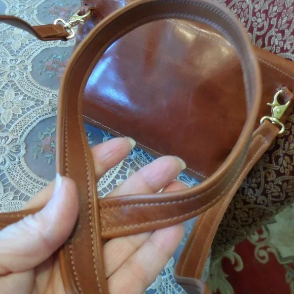 Satchel Savannah Ga Custom Made Saddle Brown Leather Foldover Crossbody Bag - Picture 14 of 15
